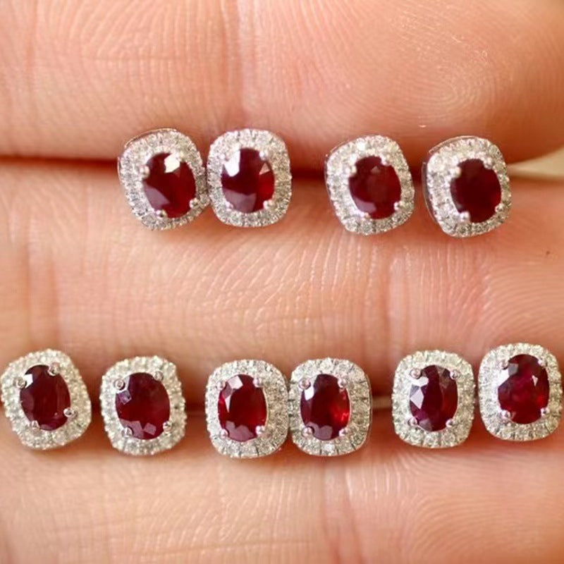 The Crimson Ruby & Diamond Studs — 18K Gold