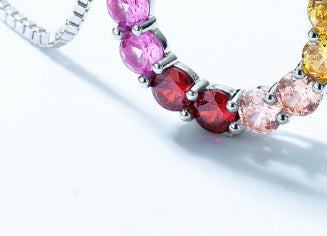 Silver Rainbow Circle Colored Gems