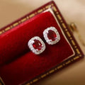 The Crimson Ruby & Diamond Studs — 18K Gold