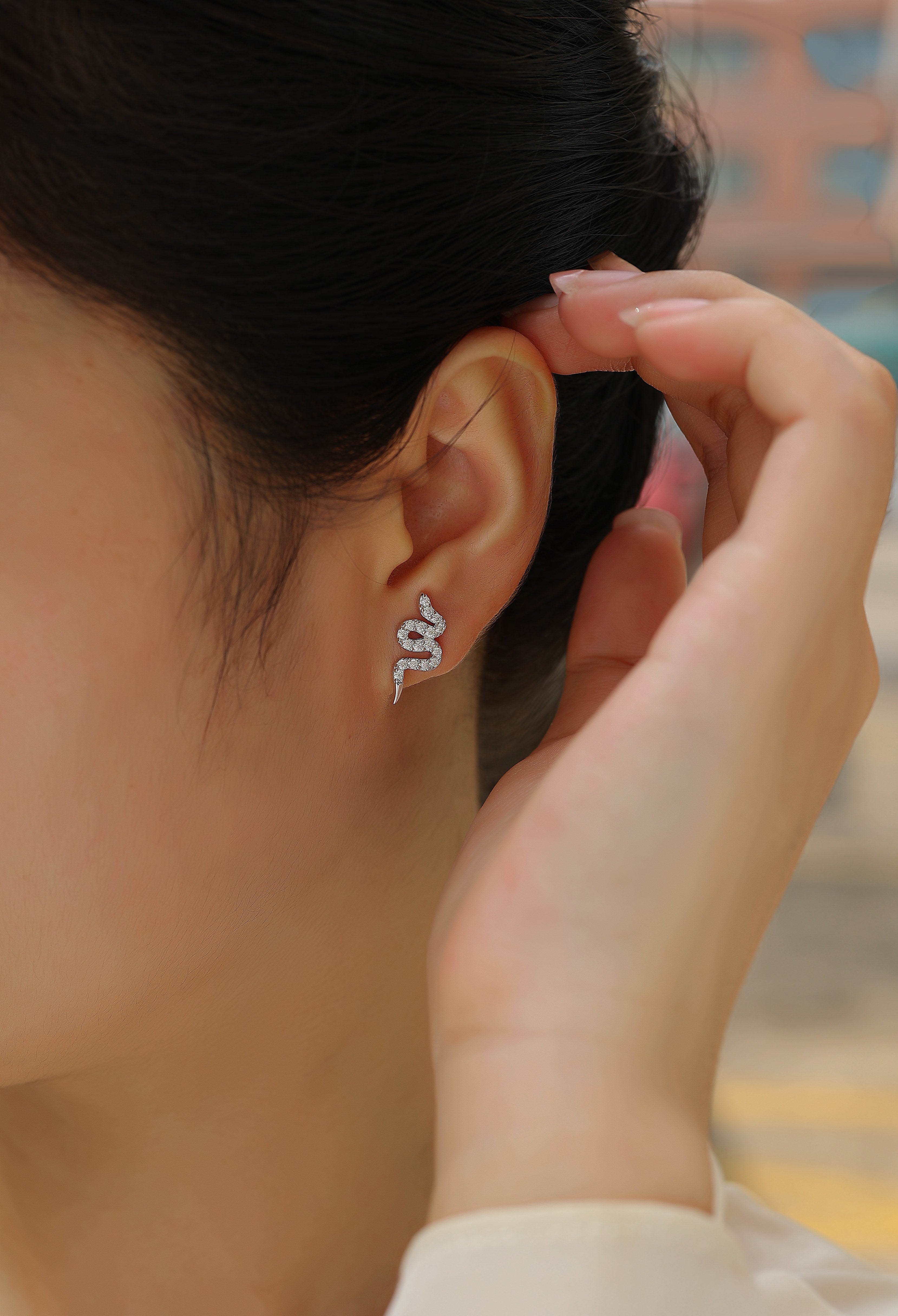 Silver Stud Earrings S925, Silver-plated Platinum