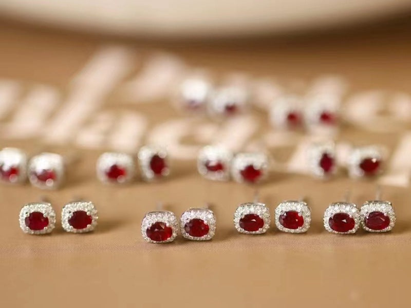 The Crimson Ruby & Diamond Studs — 18K Gold