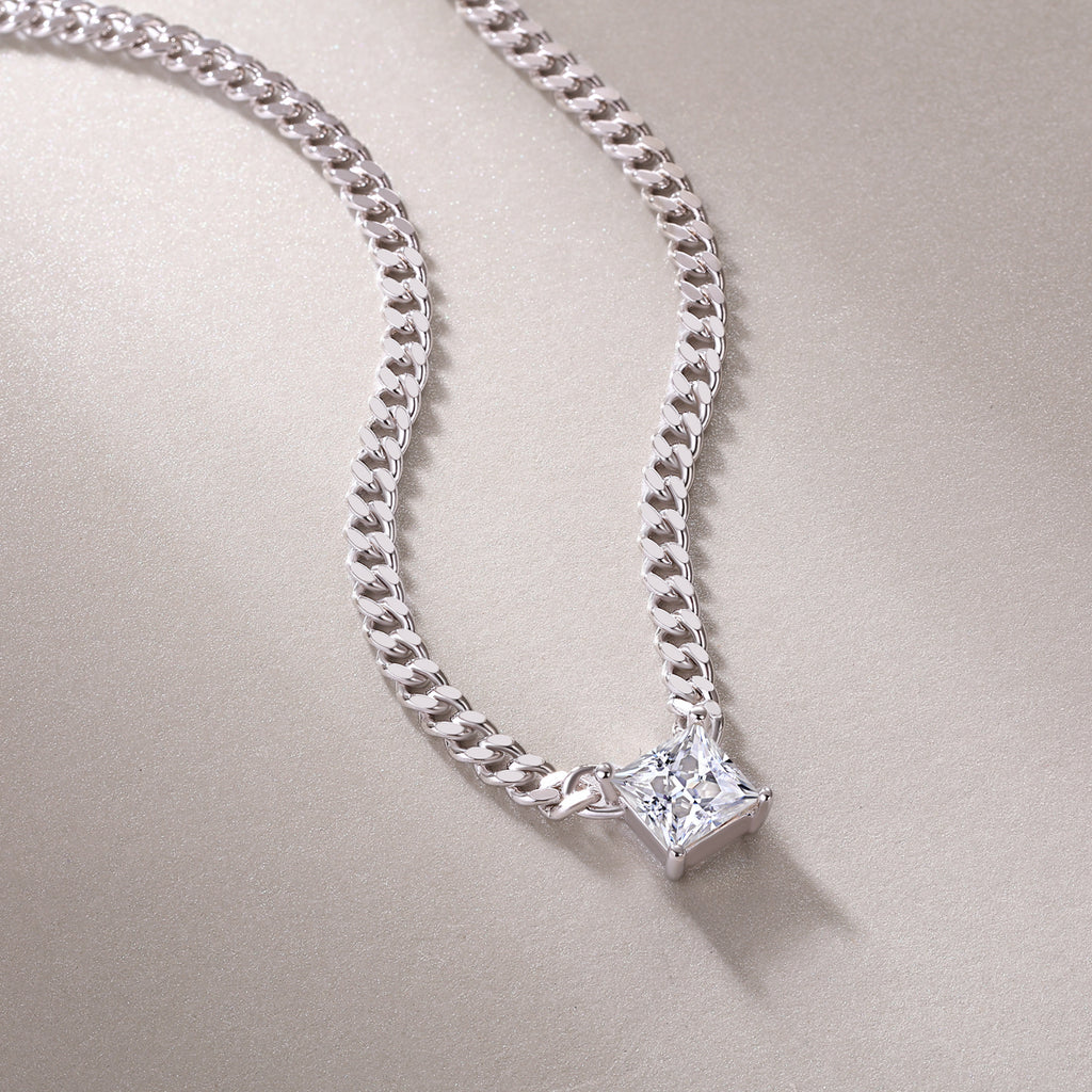 The Flamboyance Moissanite Pendant — Platinum Plated