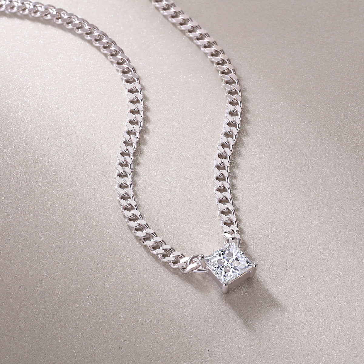 The Flamboyance Moissanite Pendant — Platinum Plated
