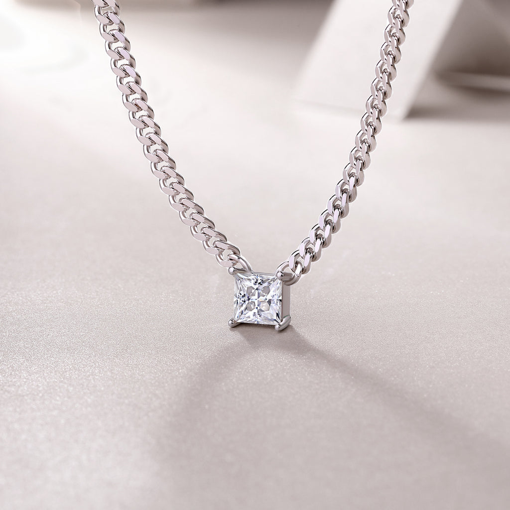 The Flamboyance Moissanite Pendant — Platinum Plated