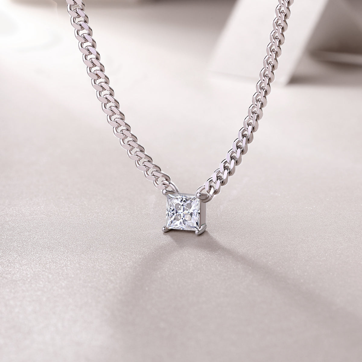 The Flamboyance Moissanite Pendant — Platinum Plated