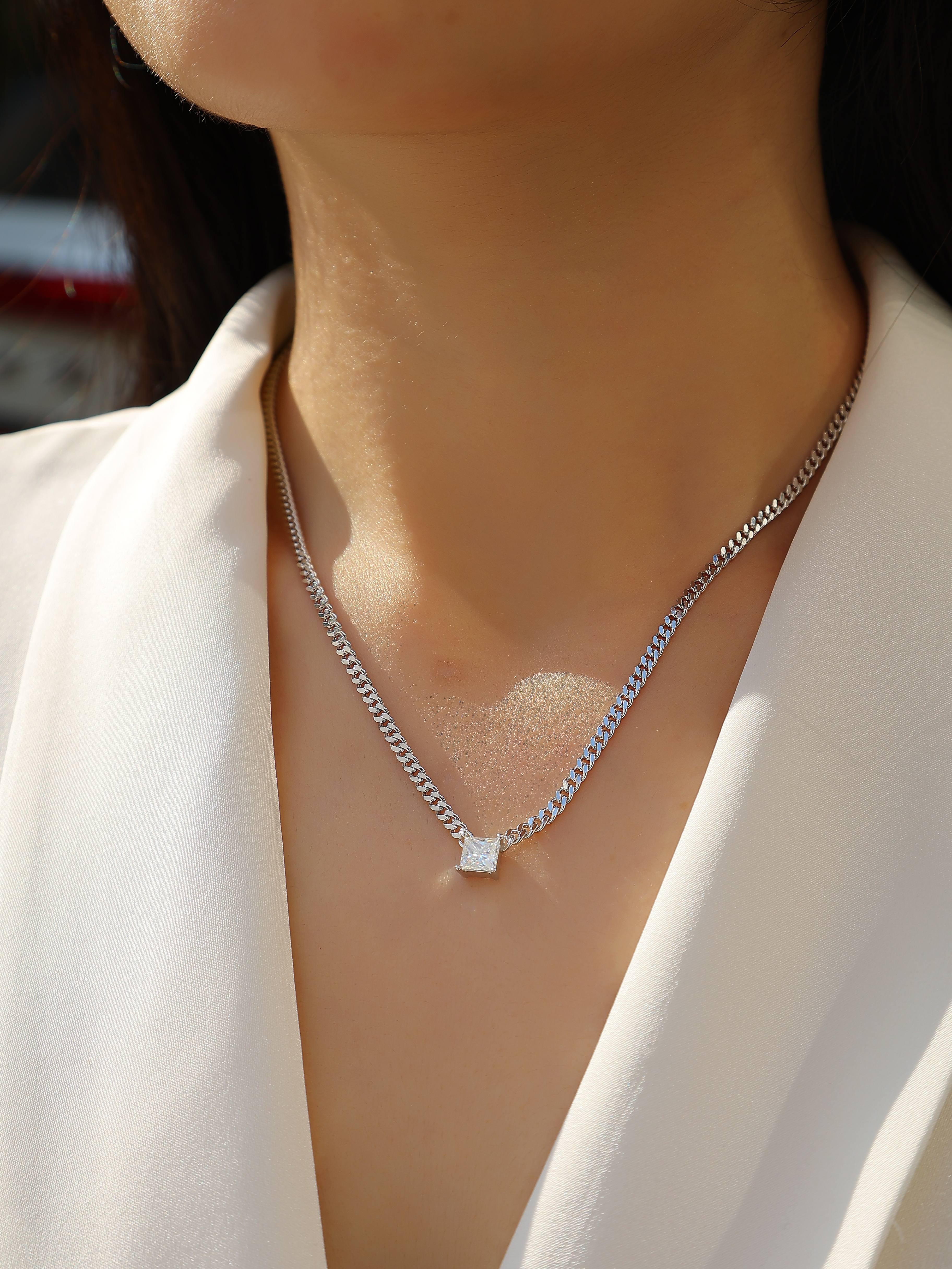 The Flamboyance Moissanite Pendant — Platinum Plated