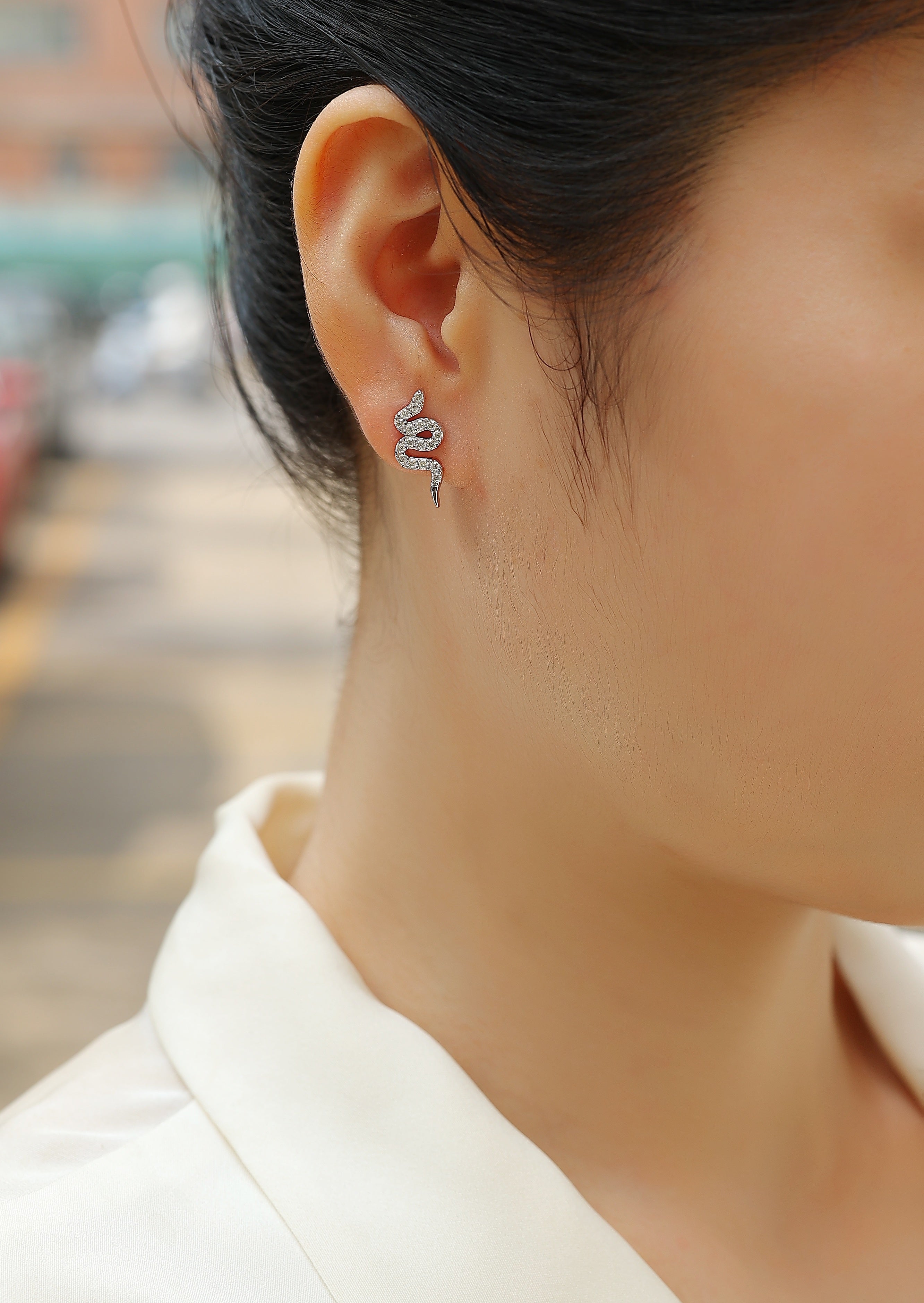 Silver Stud Earrings S925, Silver-plated Platinum