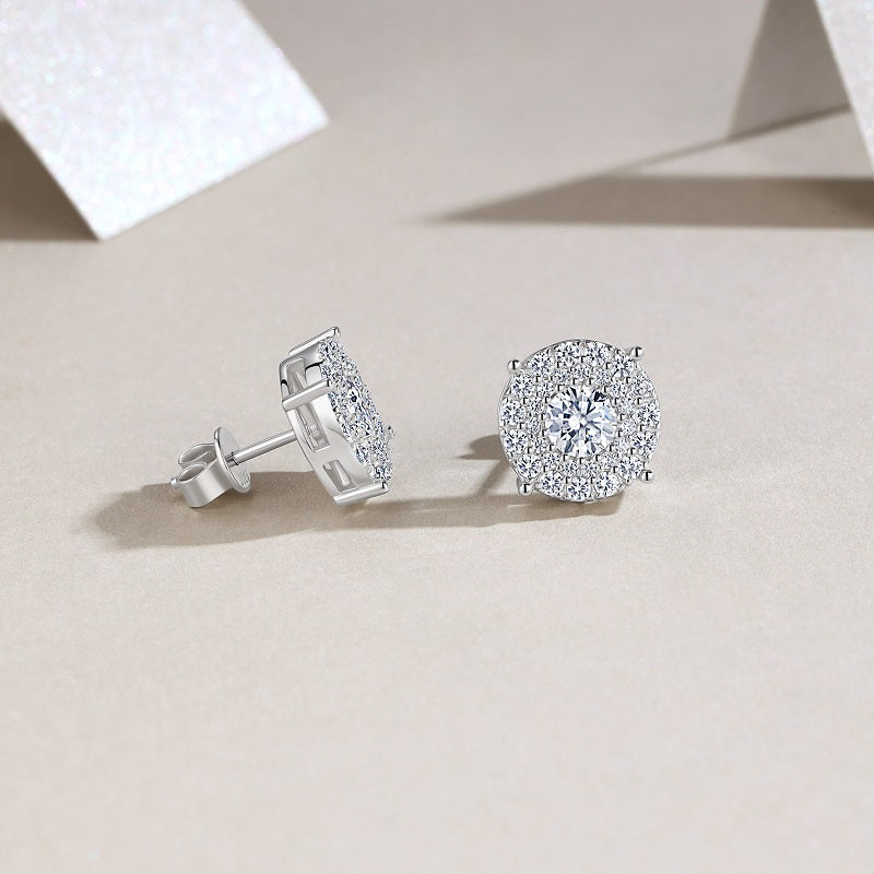 Stud Earrings Top-quality Moissanite, S925 Silver-plated Platinum