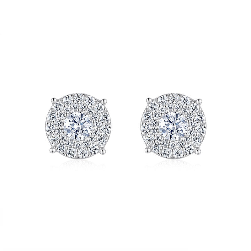 Stud Earrings Top-quality Moissanite, S925 Silver-plated Platinum