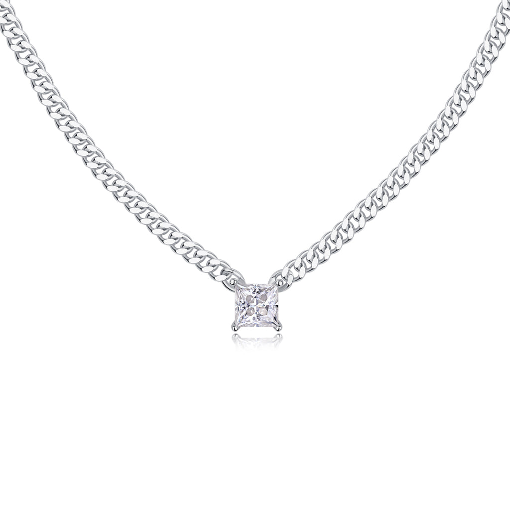 The Flamboyance Moissanite Pendant — Platinum Plated