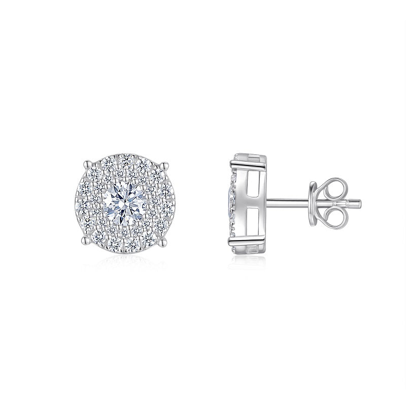 Stud Earrings Top-quality Moissanite, S925 Silver-plated Platinum