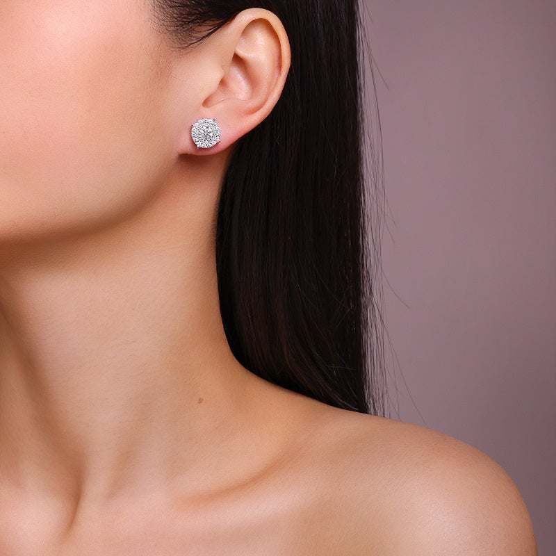 Stud Earrings Top-quality Moissanite, S925 Silver-plated Platinum