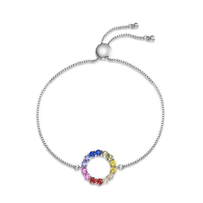 Silver Rainbow Circle Colored Gems
