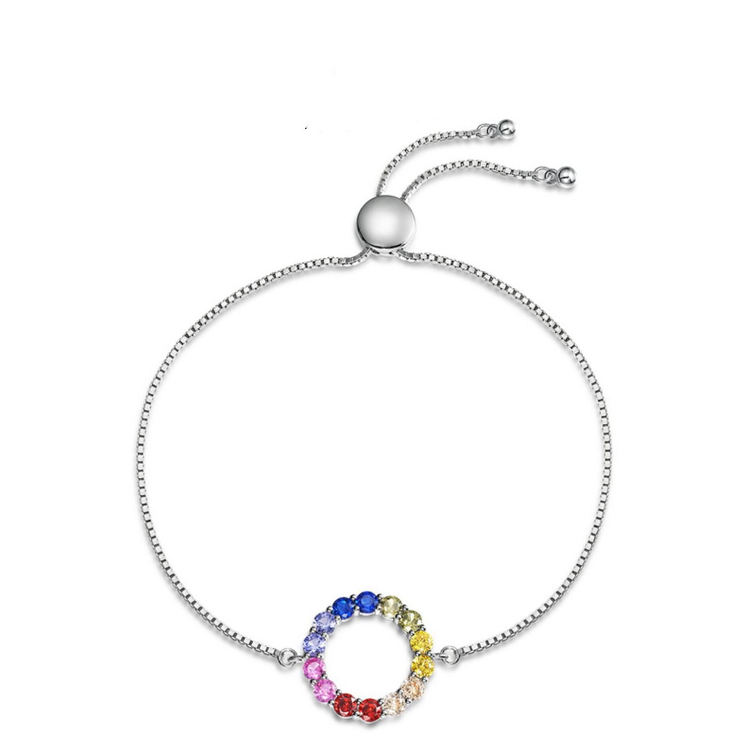 Silver Rainbow Circle Colored Gems