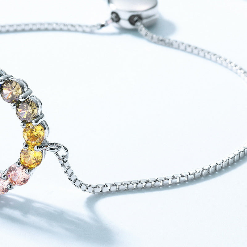 Silver Rainbow Circle Colored Gems