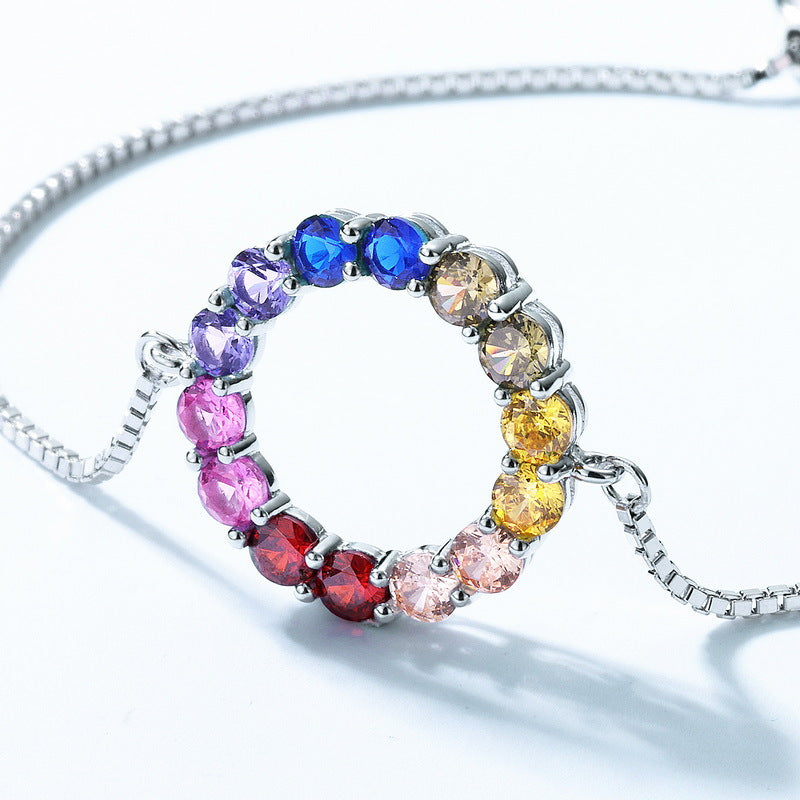 Silver Rainbow Circle Colored Gems