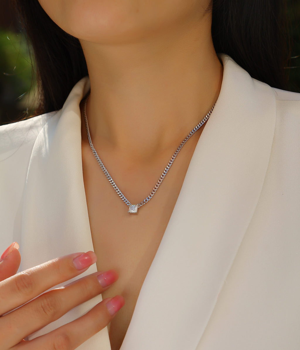 The Flamboyance Moissanite Pendant — Platinum Plated