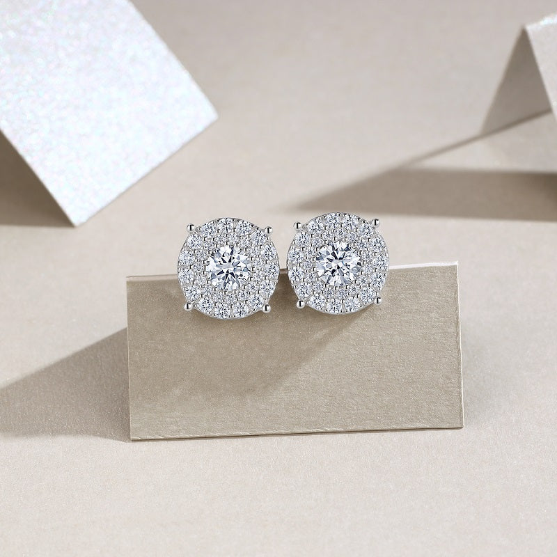 Stud Earrings Top-quality Moissanite, S925 Silver-plated Platinum
