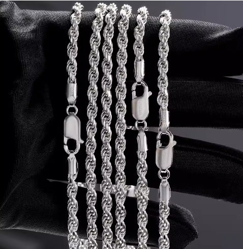 S925 Sterling Silver Plated Chain Necklace For Men